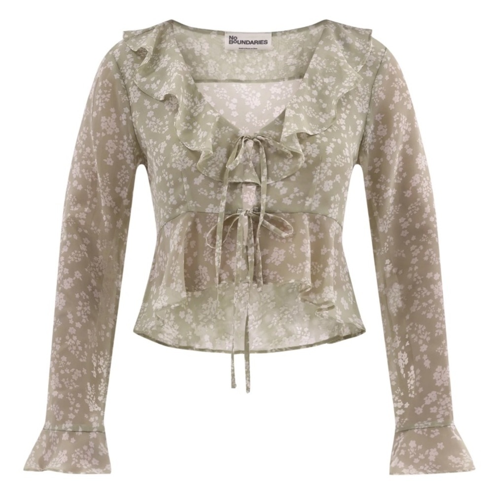 No Boundaries Women’s Ruffle Woven Top